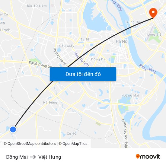 Đồng Mai to Việt Hưng map