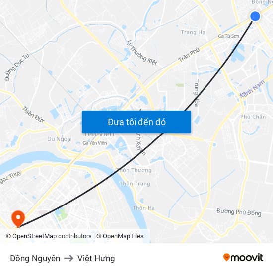 Đồng Nguyên to Việt Hưng map