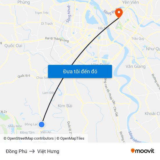 Đồng Phú to Việt Hưng map