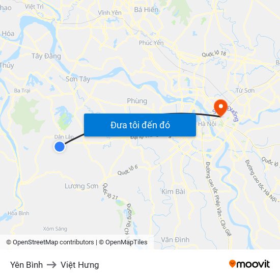 Yên Bình to Việt Hưng map