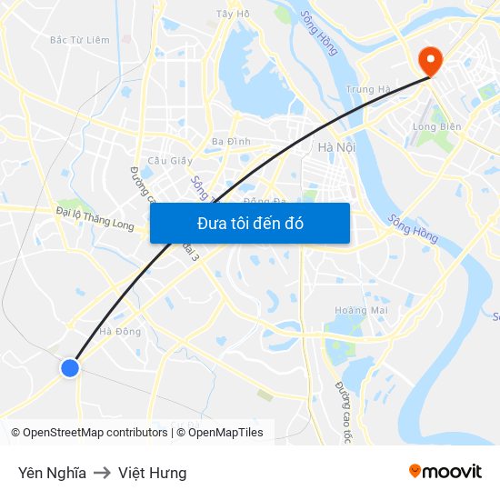 Yên Nghĩa to Việt Hưng map