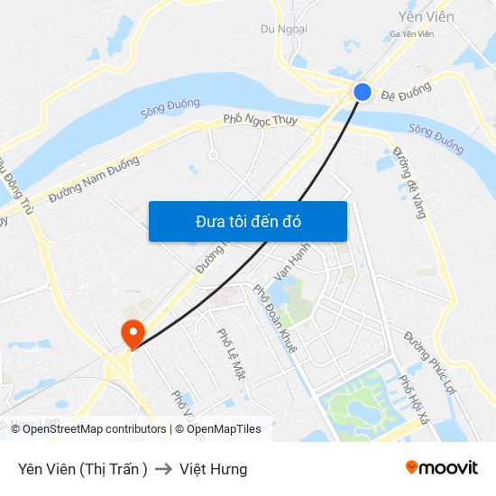 Yên Viên (Thị Trấn ) to Việt Hưng map