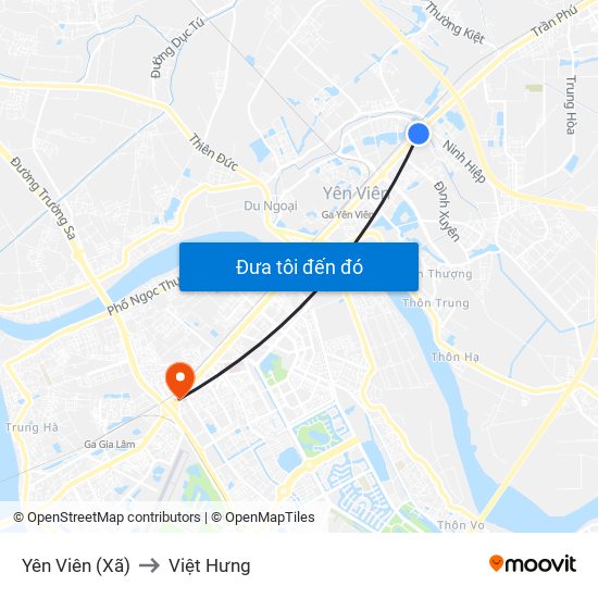 Yên Viên (Xã) to Việt Hưng map