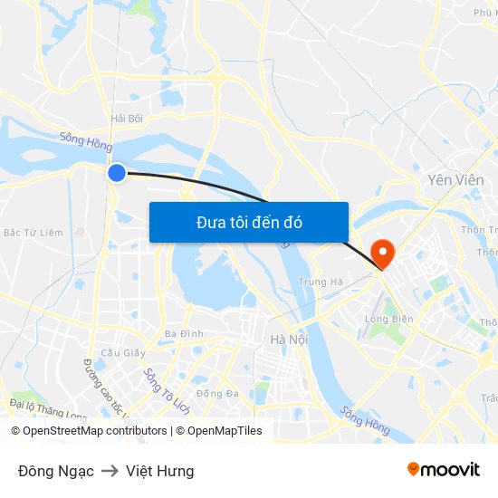 Đông Ngạc to Việt Hưng map