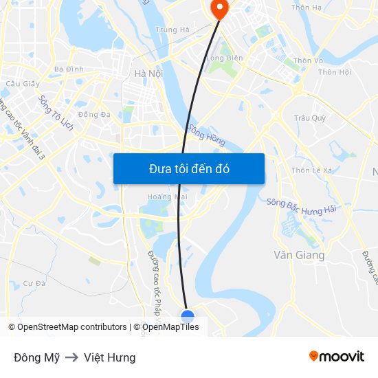 Đông Mỹ to Việt Hưng map