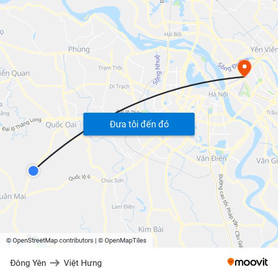 Đông Yên to Việt Hưng map