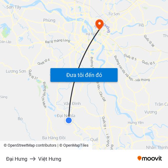 Đại Hưng to Việt Hưng map