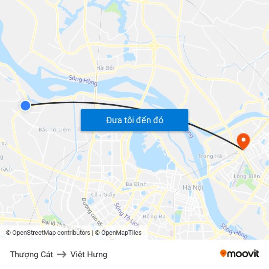 Thượng Cát to Việt Hưng map