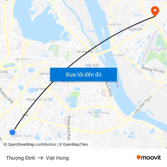 Thượng Đình to Việt Hưng map