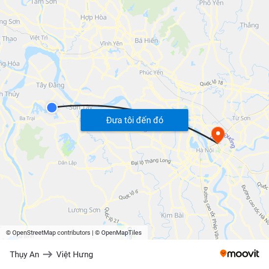Thụy An to Việt Hưng map
