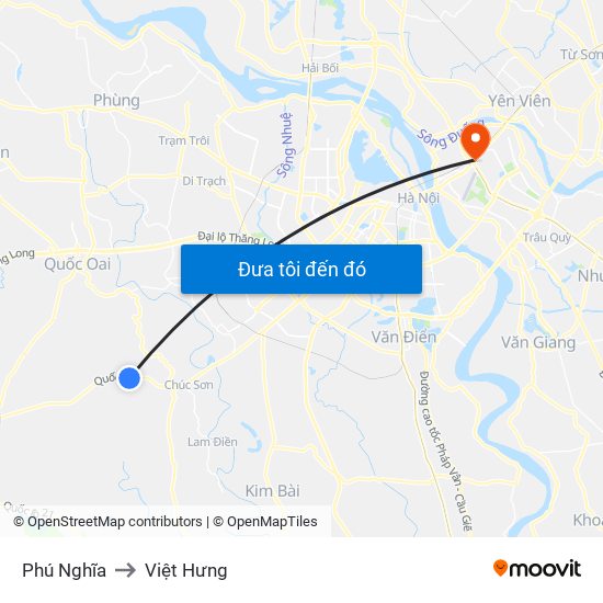 Phú Nghĩa to Việt Hưng map