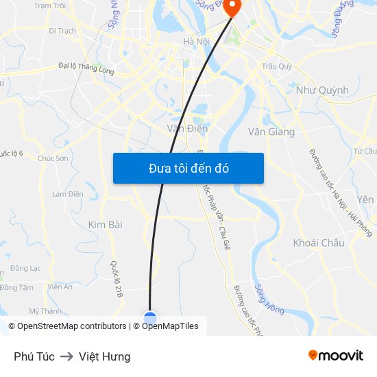 Phú Túc to Việt Hưng map