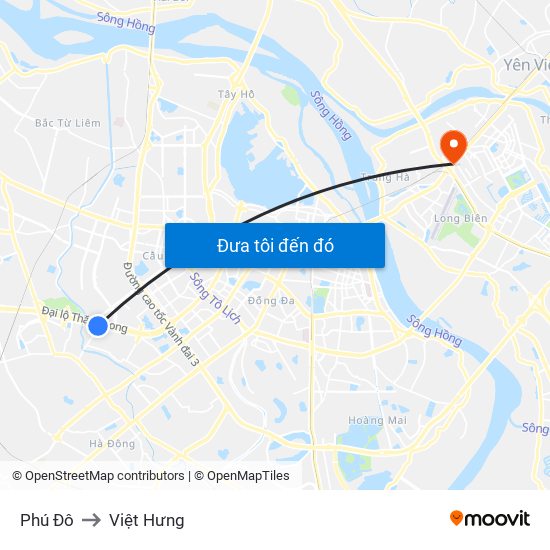 Phú Đô to Việt Hưng map