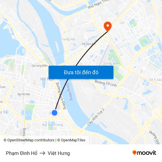 Phạm Đình Hổ to Việt Hưng map