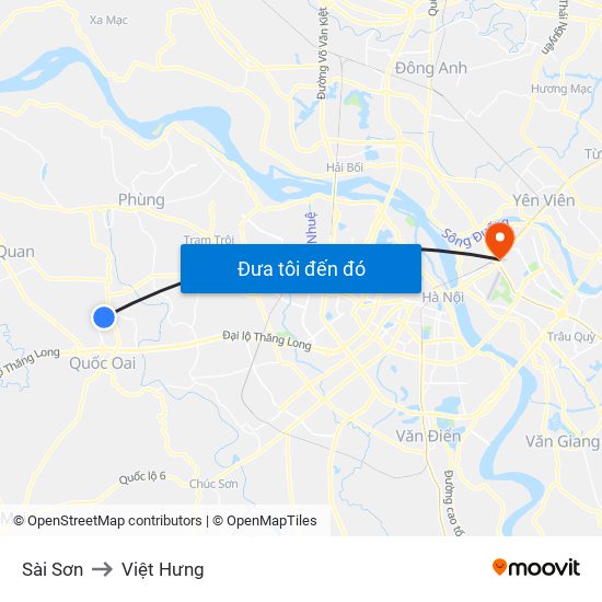 Sài Sơn to Việt Hưng map