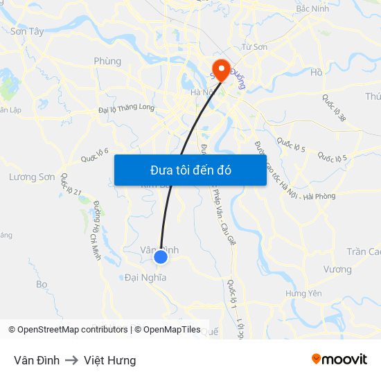 Vân Đình to Việt Hưng map
