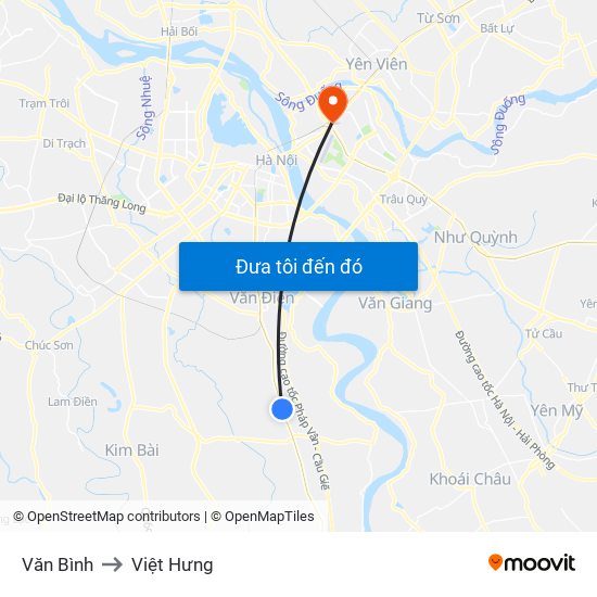 Văn Bình to Việt Hưng map