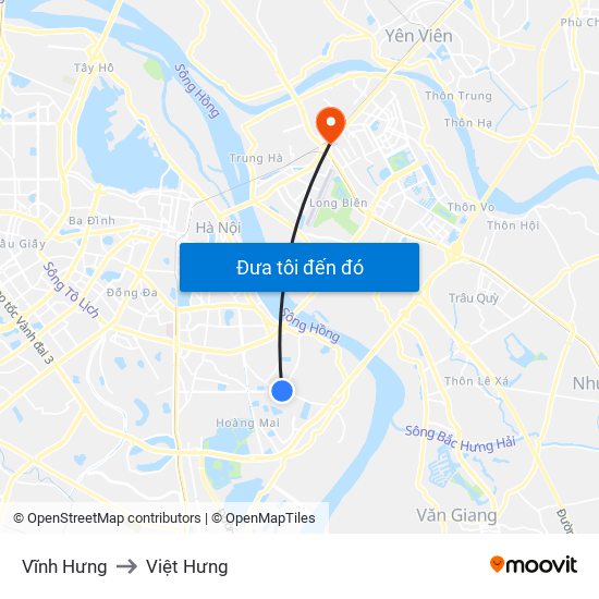 Vĩnh Hưng to Việt Hưng map