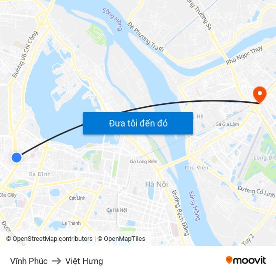 Vĩnh Phúc to Việt Hưng map