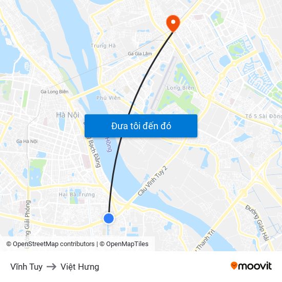 Vĩnh Tuy to Việt Hưng map