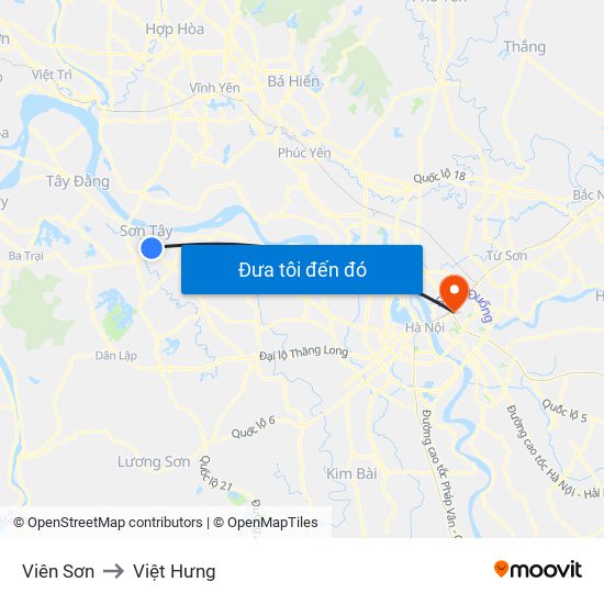 Viên Sơn to Việt Hưng map