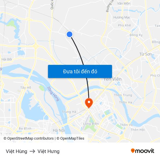 Việt Hùng to Việt Hưng map