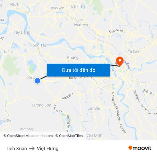 Tiến Xuân to Việt Hưng map