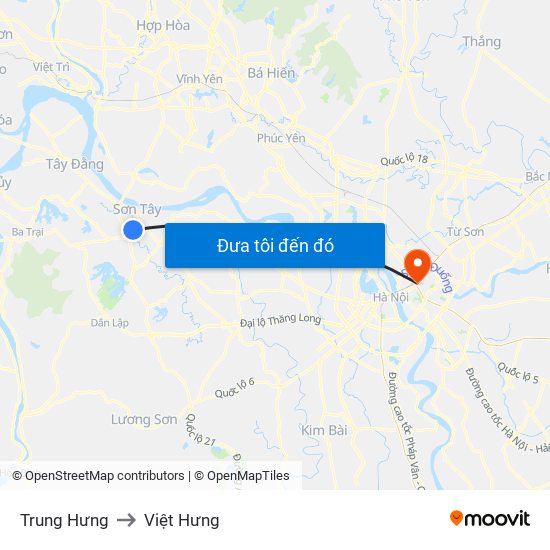 Trung Hưng to Việt Hưng map