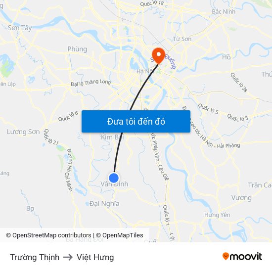 Trường Thịnh to Việt Hưng map