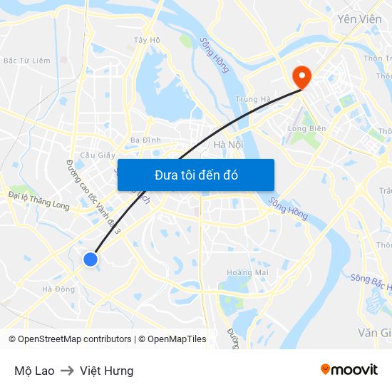 Mộ Lao to Việt Hưng map