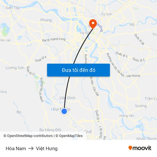 Hòa Nam to Việt Hưng map