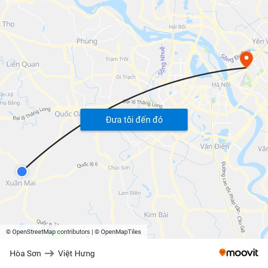 Hòa Sơn to Việt Hưng map