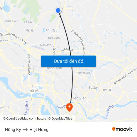 Hồng Kỳ to Việt Hưng map