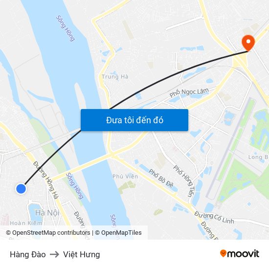 Hàng Đào to Việt Hưng map