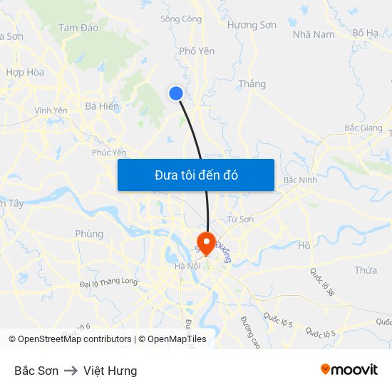 Bắc Sơn to Việt Hưng map