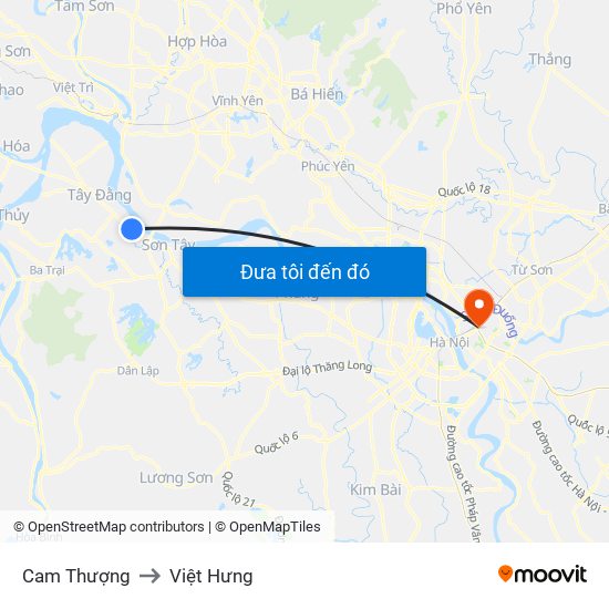 Cam Thượng to Việt Hưng map