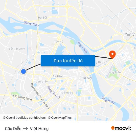 Cầu Diễn to Việt Hưng map