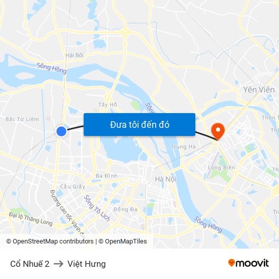 Cổ Nhuế 2 to Việt Hưng map