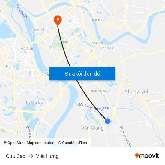 Cửu Cao to Việt Hưng map
