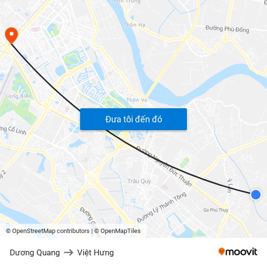 Dương Quang to Việt Hưng map