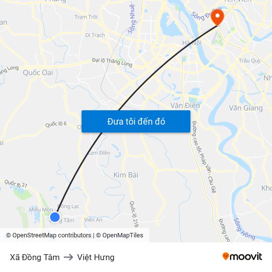 Xã Đồng Tâm to Việt Hưng map