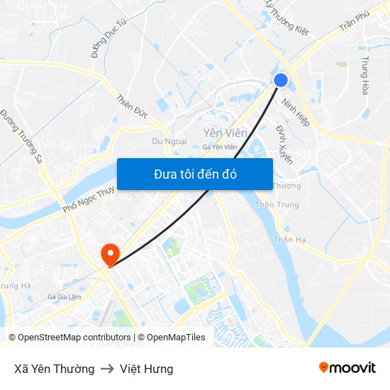 Xã Yên Thường to Việt Hưng map