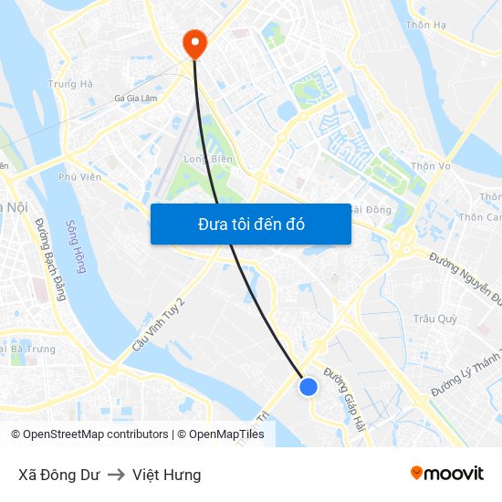 Xã Đông Dư to Việt Hưng map
