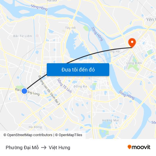 Phường Đại Mỗ to Việt Hưng map