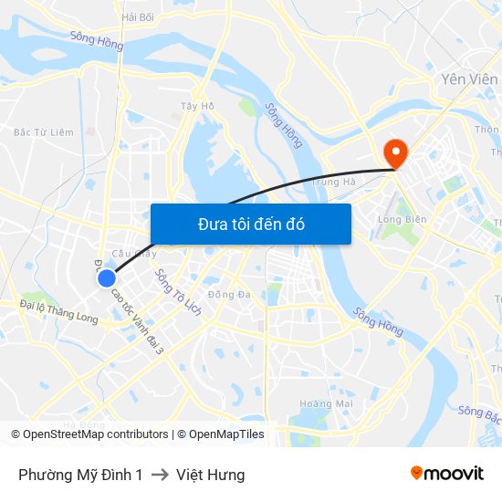 Phường Mỹ Đình 1 to Việt Hưng map