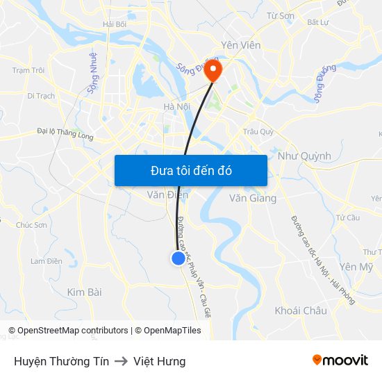 Huyện Thường Tín to Việt Hưng map
