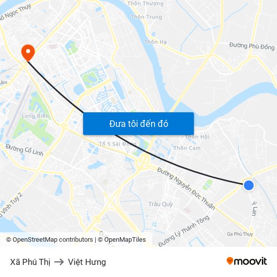 Xã Phú Thị to Việt Hưng map