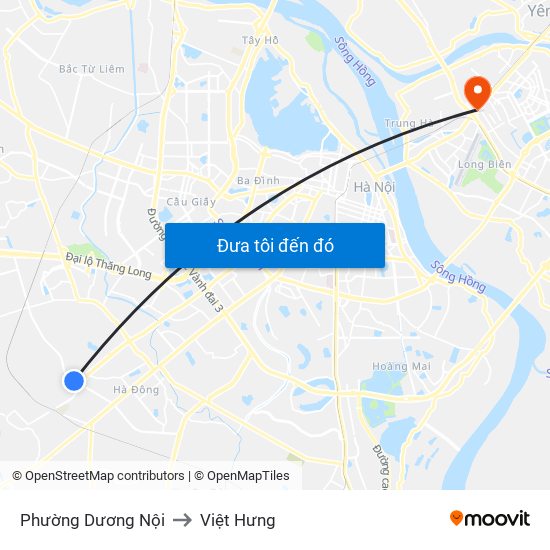 Phường Dương Nội to Việt Hưng map