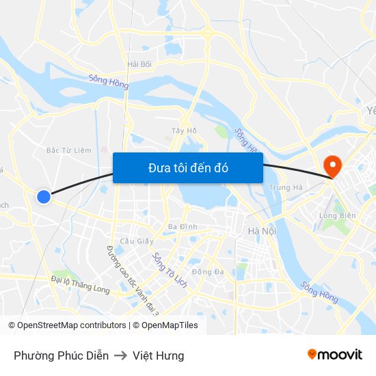 Phường Phúc Diễn to Việt Hưng map