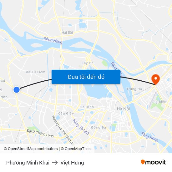 Phường Minh Khai to Việt Hưng map